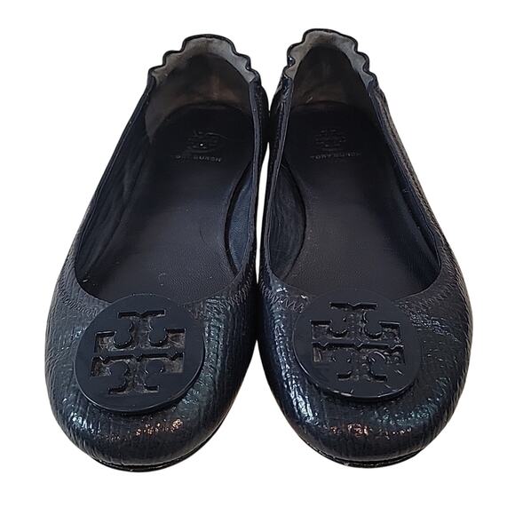 Tory Burch Minnie Patent Leather Travel Ballet Flats, Tory Navy, 9.5 - Picture 2 of 10